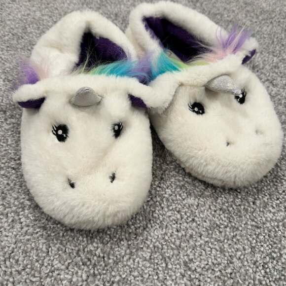 Cute Unicorn Plush Slippers with Silver Horn - Picture 2 of 5